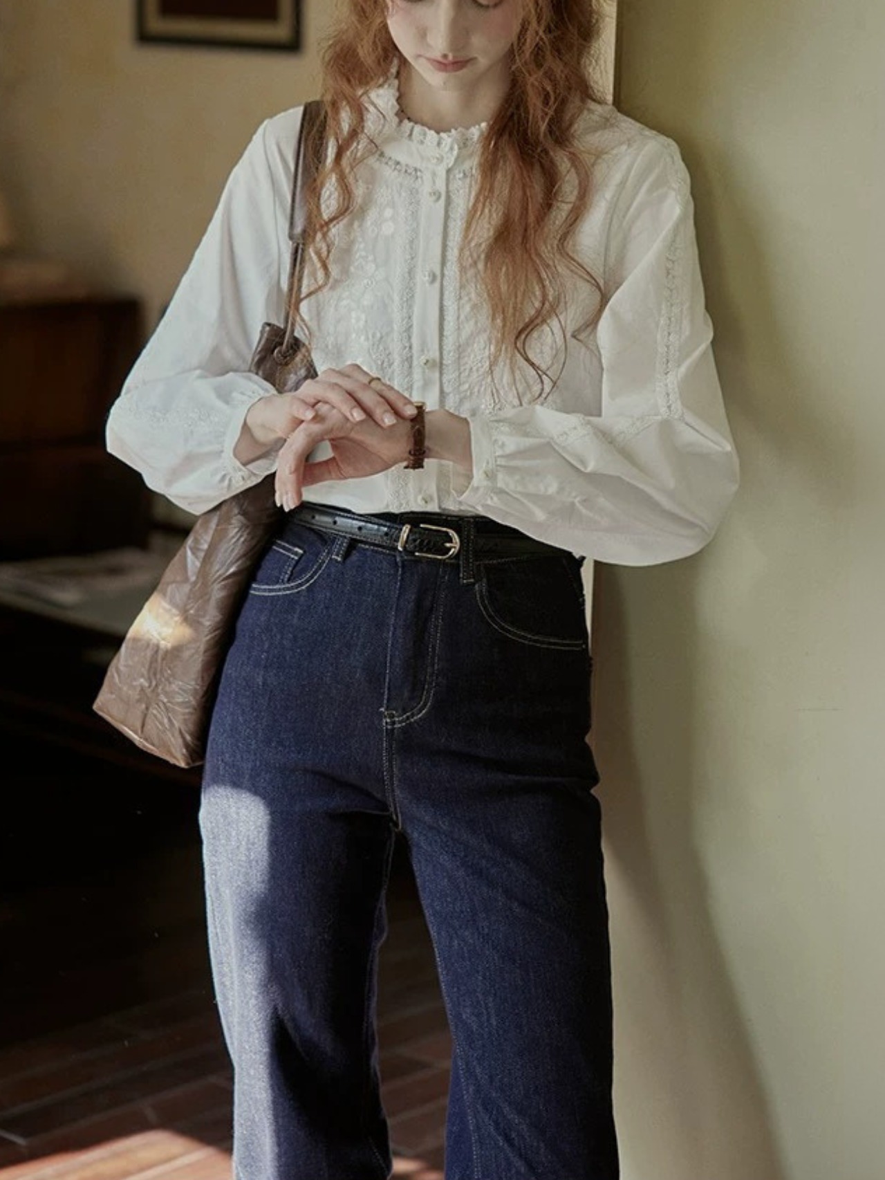 Ancienne Embroidery Frill Blouse F0825