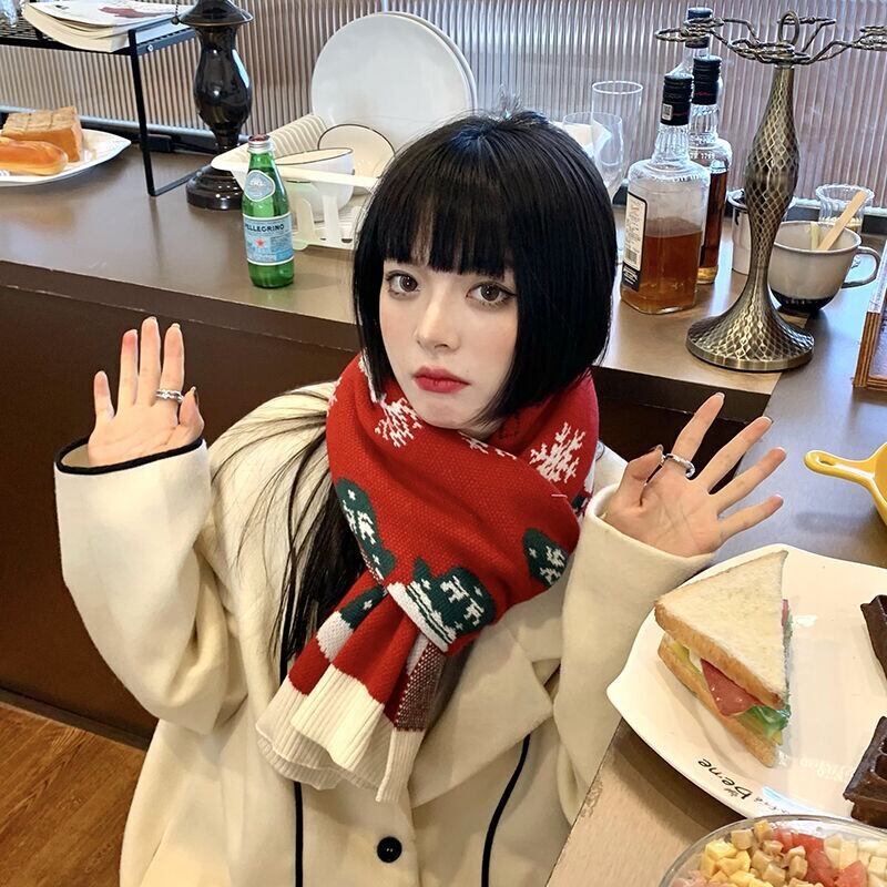 スカーフ ウィンターロングニット 大人ガーリー スウィート キュート カジュアル 冬物 ブラック・アイド・ピーズ25438105768