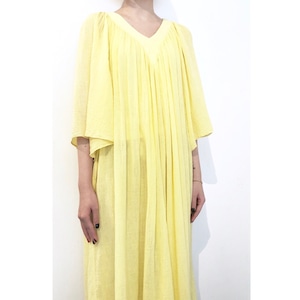 Vintage Yellow Cotton Gauze Dress / イエローコットンガーゼベルスリーブワンピース