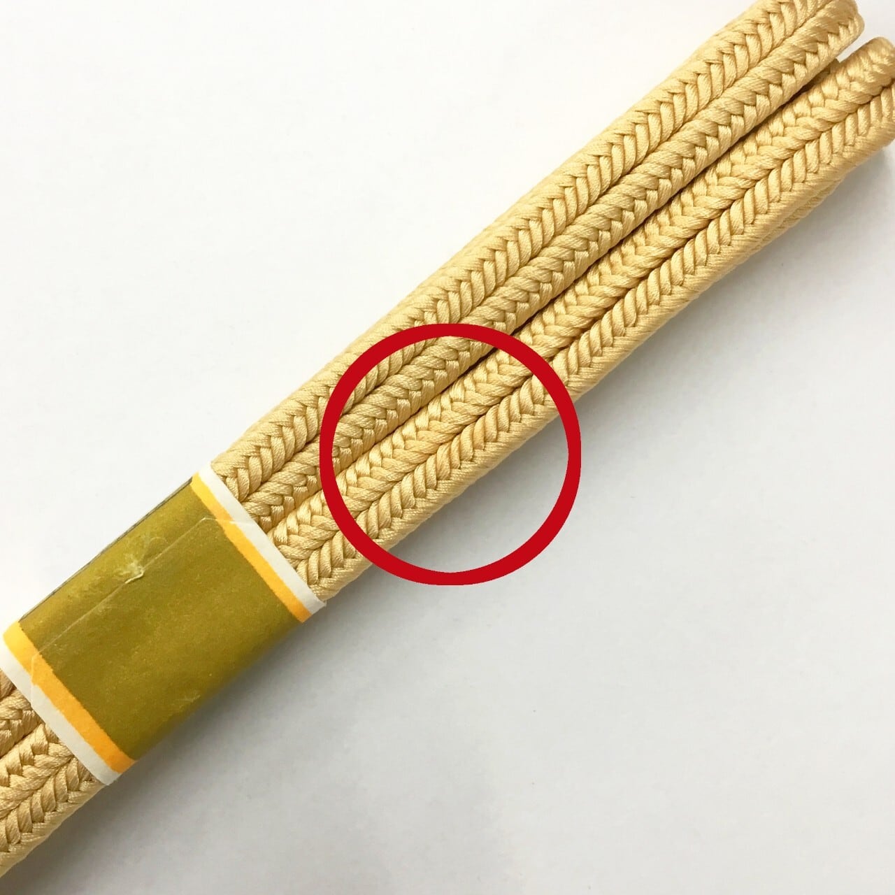 道明　クリームイエロー　帯締め 道明 帯締め 冠組 無地 飴色 ※シミあり【未着用品】 | かわの屋