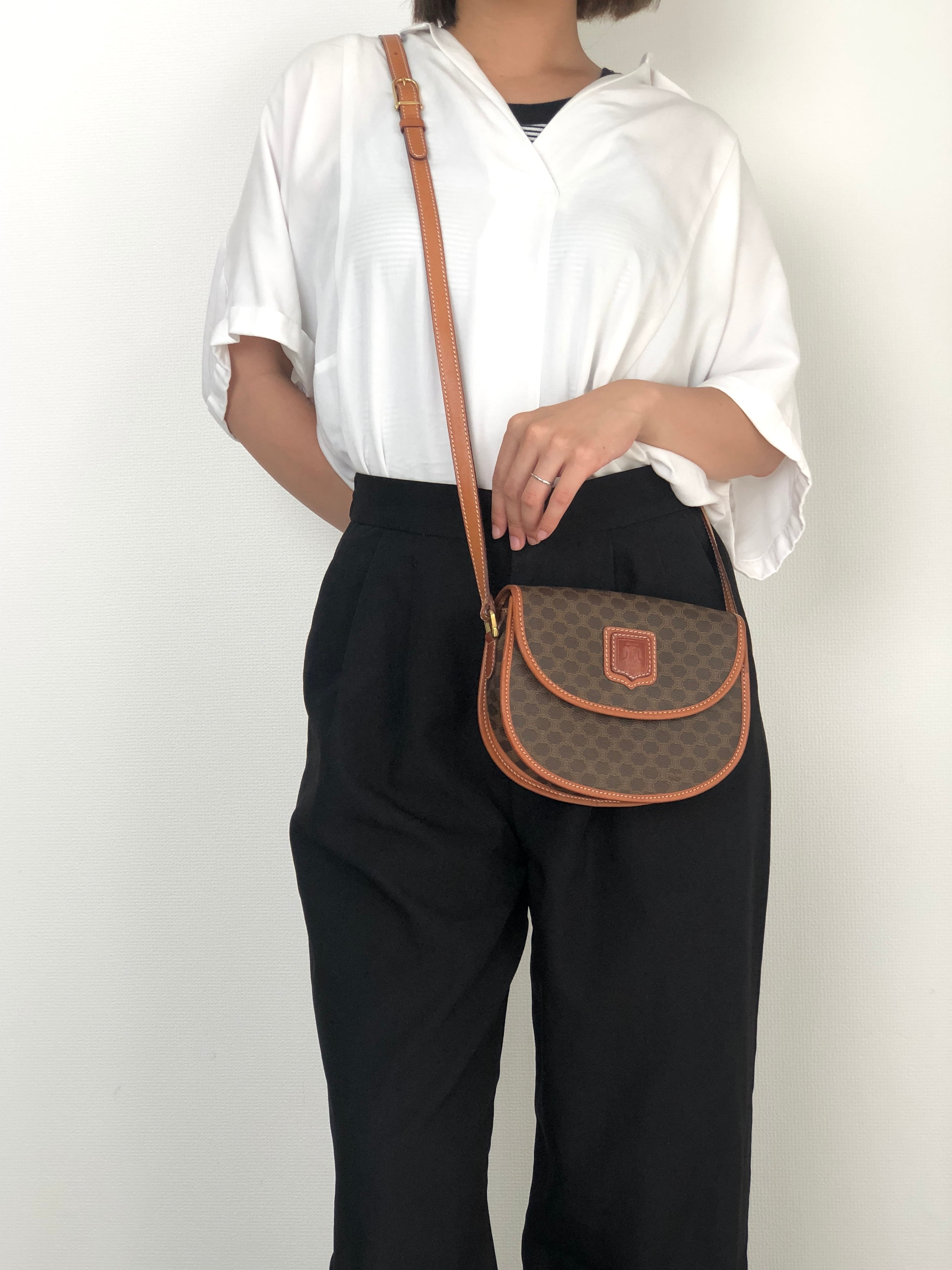 CELINE セリーヌ ショルダーバッグ ブラウン ブラゾン型押し PVC ミニ