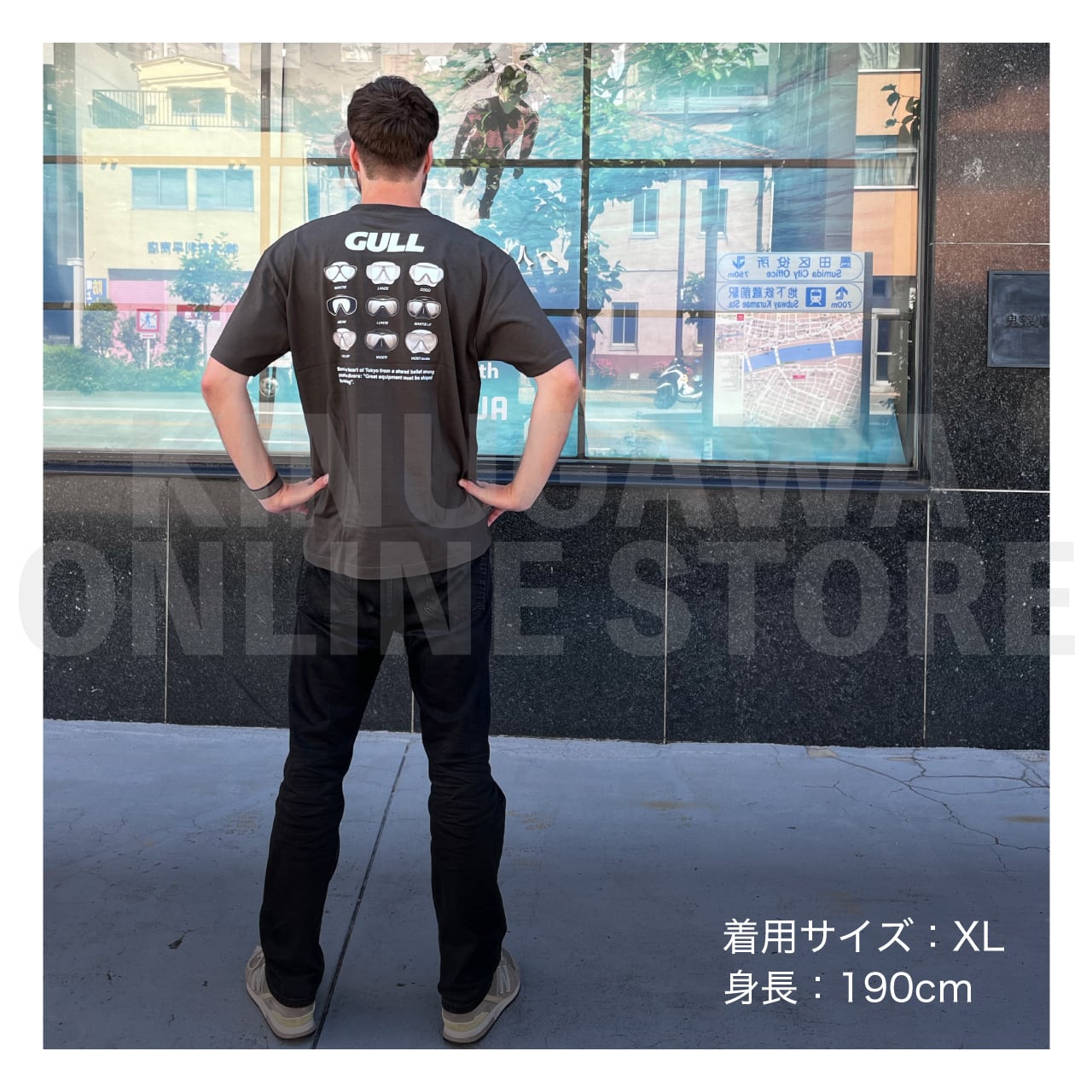 【OnlineStore限定】GULL デザインTシャツ(9-MASKS)″ スミ ”