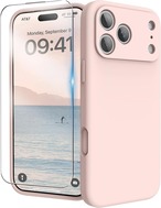 INGIDO iPhone 17 Pro Max用ケース シリコン，液体シリコン保護カバー、カメラ保護付き、傷防止、内側ソフトマイクロファイバー、衝撃吸収保護、iPhone 17 Pro Max 6.9"用ソフトカバー, グレーピンク