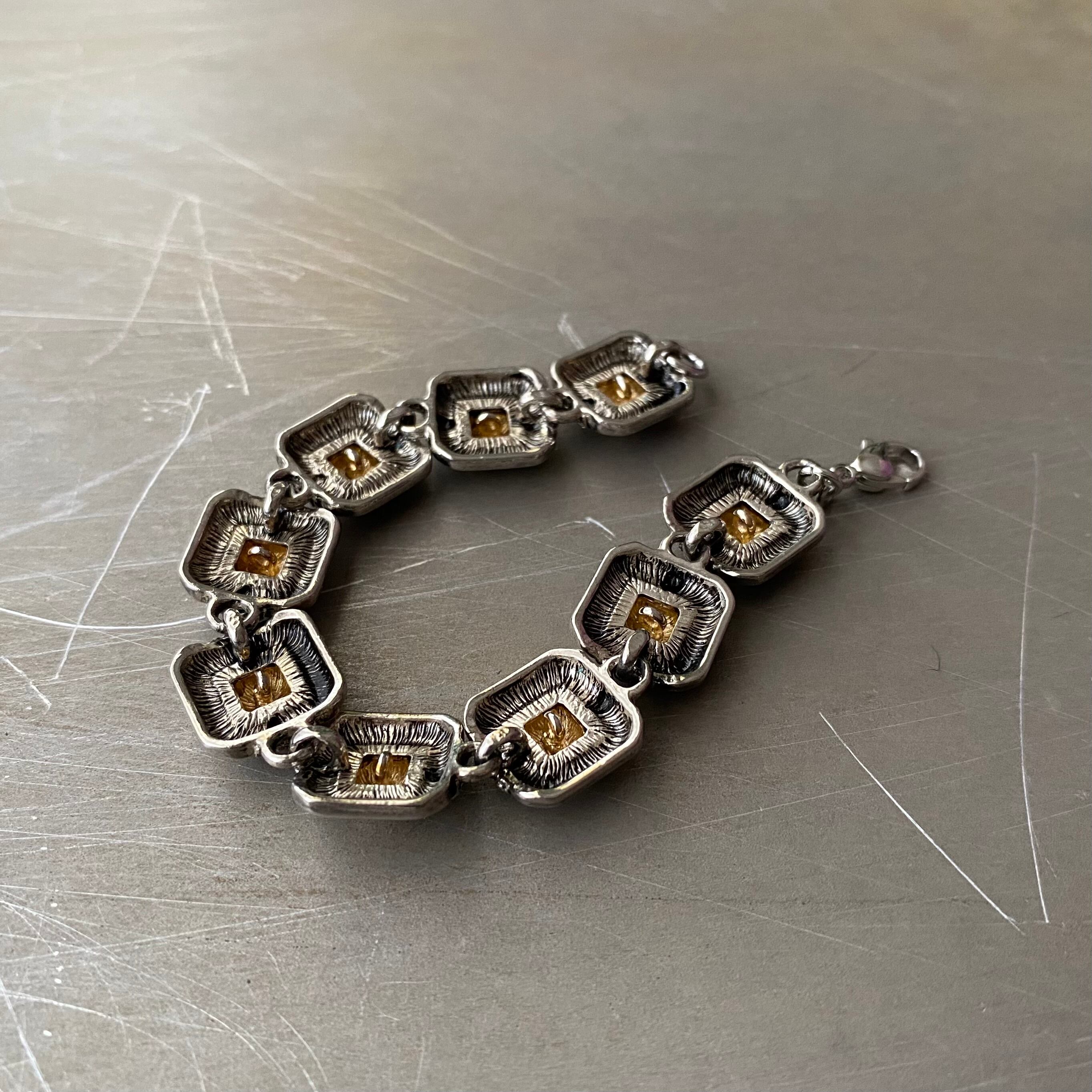 Vintage 90s-00s USA retro bi-color square chain bracelet レトロ