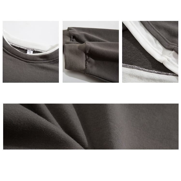 ★FAKE TWO PIECE STITCHED ROUND NECK TRAINER　　　07240