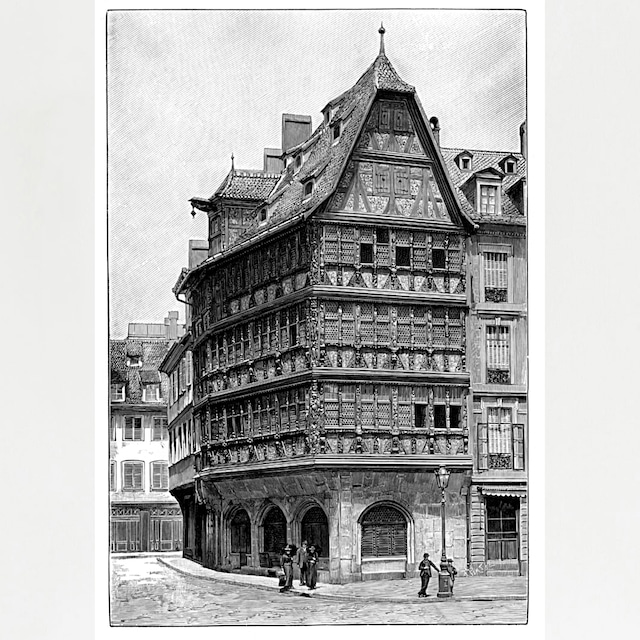 [003] Maison Kammerzell 1845年頃フランスの印刷所に保管されていた 木口木版画（西洋木版）四つ切