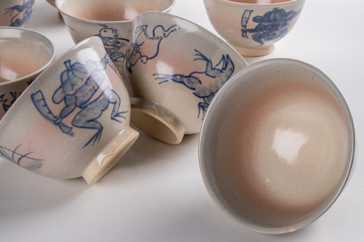 竜谷窯 宮川香雲 鳥羽絵 汲出茶碗 10客 共箱 F274 | うつわや古季