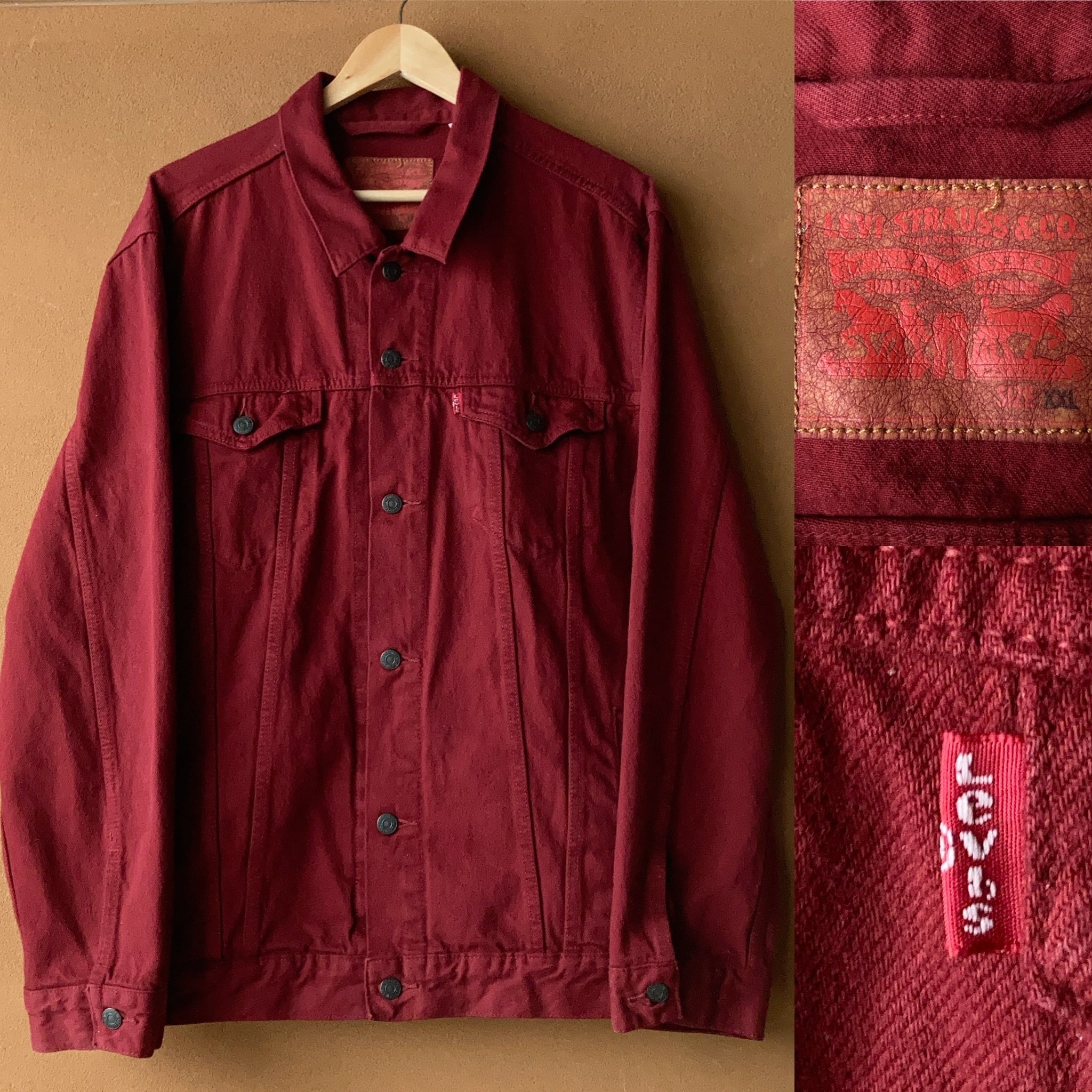 Levi's カラーデニムジャケット ボルドー ロング丈仕様 SIZE XXL Levi's カラーデニムジャケット ボルドー ロング丈仕様 SIZE XXL