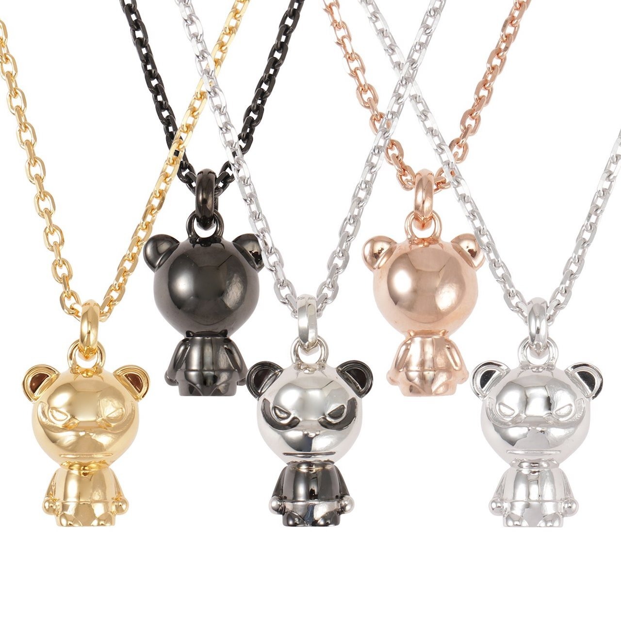 【HIPANDA ハイパンダ】HIPANDA×GARDEL UNISEX ネックレス  SILVER NECKLACE PINK GOLD COATING