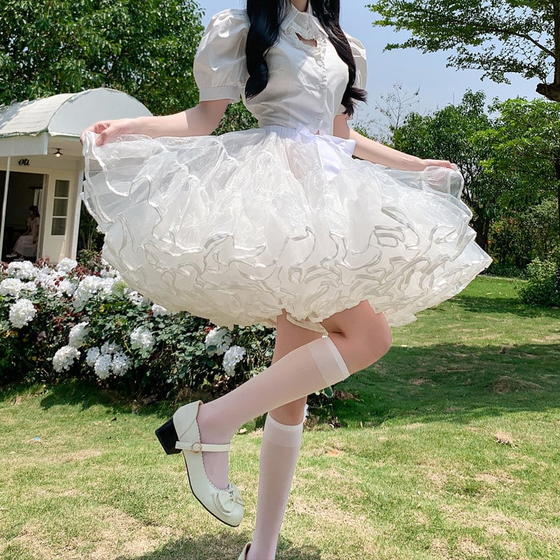 ロリィタ ソフトチュール 45cm丈 ワイヤーなしパニエ 白|SEASONZ