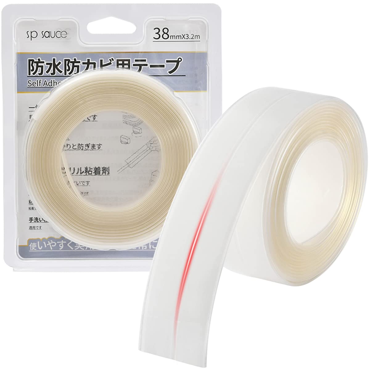 Uandear 防カビテープ 防水テープ 汚れ防止マスキングテープ 隙間テープ 補修テープ 洗濯可能 防油 防汚 防水 耐熱 強粘着 浴室·洗面台·台所コーナーテープの隙間テープ キッチン すきまテープ カビ汚れ防止 (幅3.8cmx長さ3.2m)