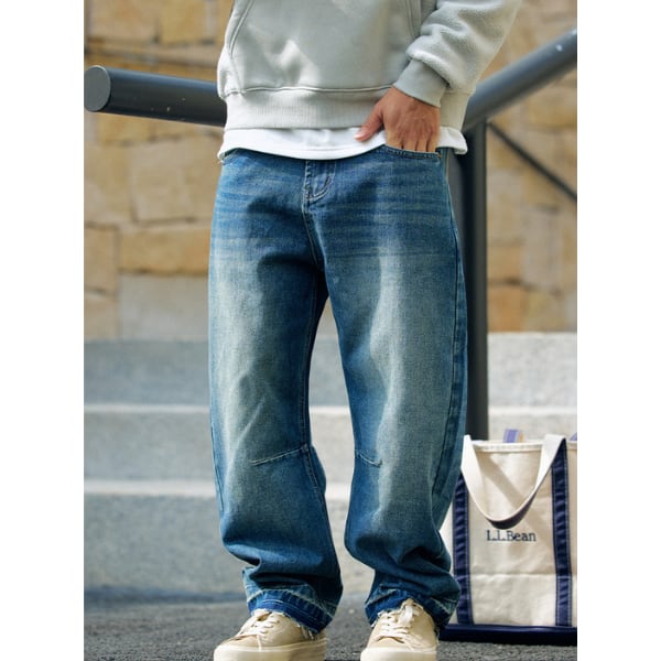 Front pocket design denim pants C3776