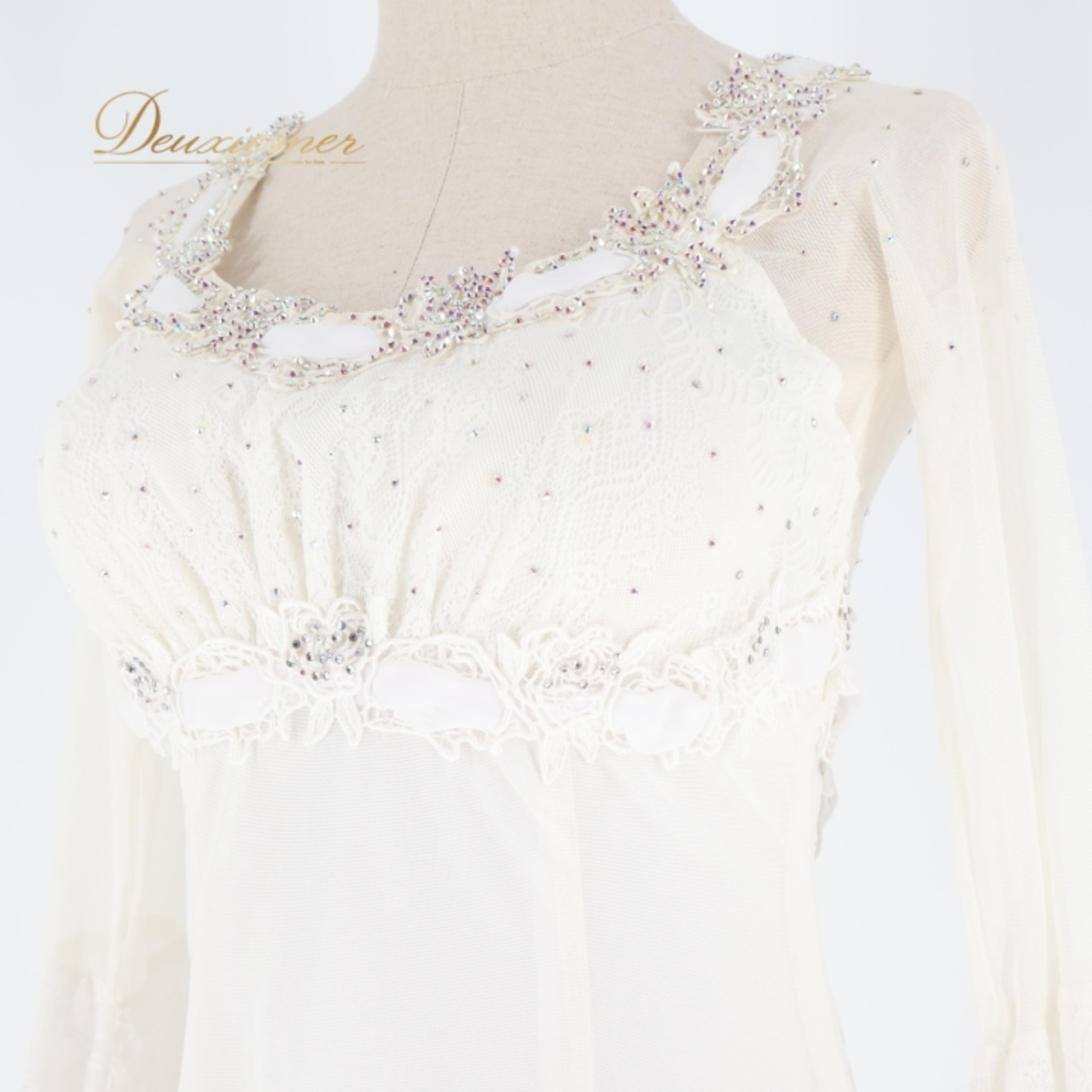 社交ダンス 衣装 スタンダードドレス ワンピース ドレス スタンダード SEKINE セキネ 白 フリル レース 上品 ダンス パーティ 発表会 かわいい ホワイト系 お洒落 フェミニン 大きな袖シンプル ふんわり