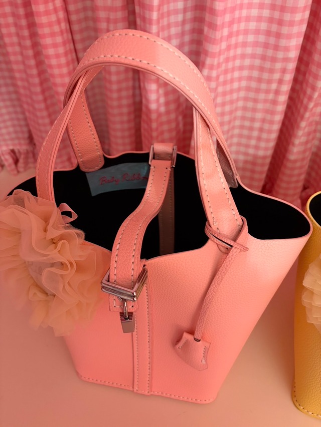 ピンクのロゼット付Bag (260801)