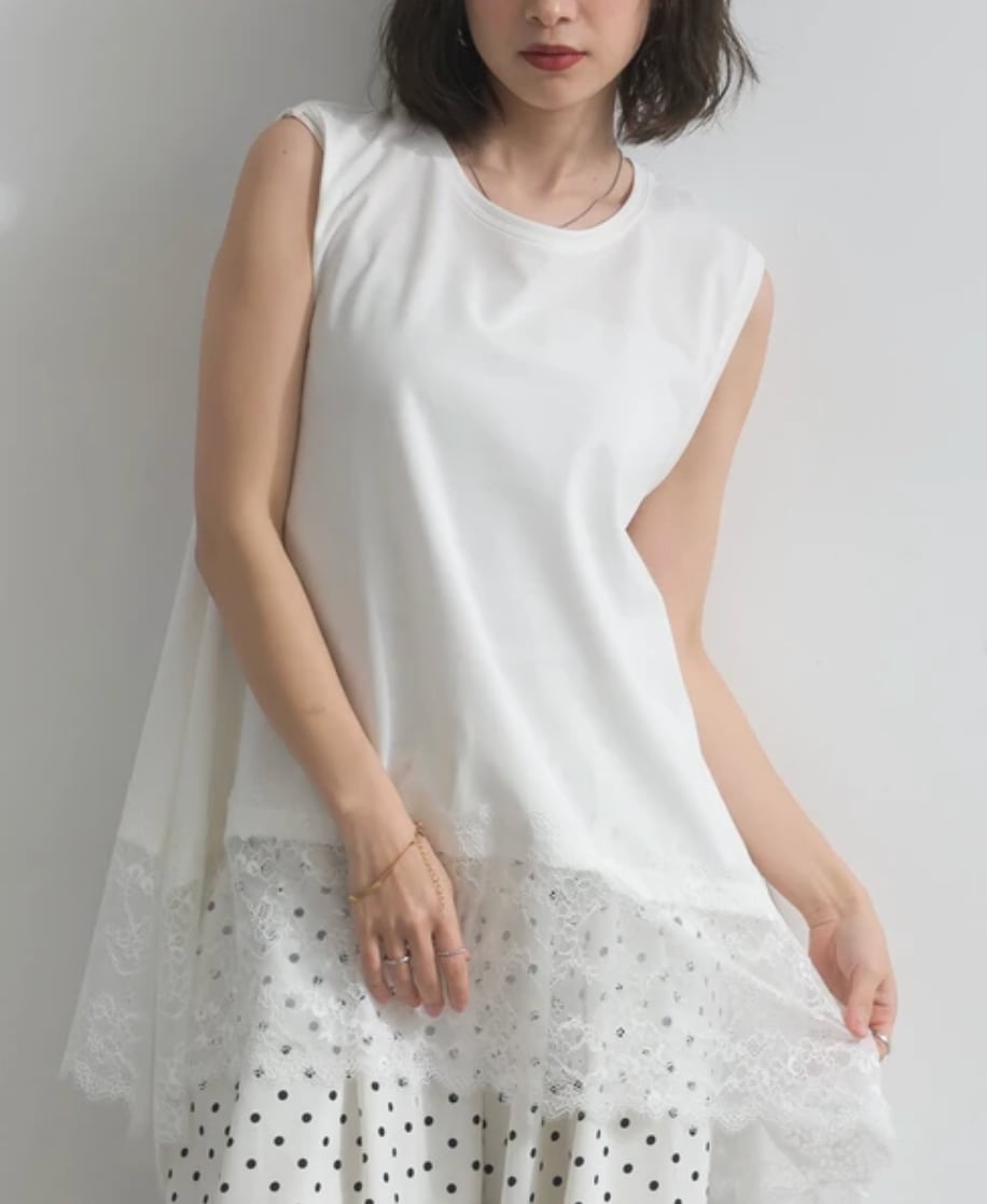 ナンバーミーTOKYO" IREHEM LINE NO SLEEVE PULLOVER"WHITE