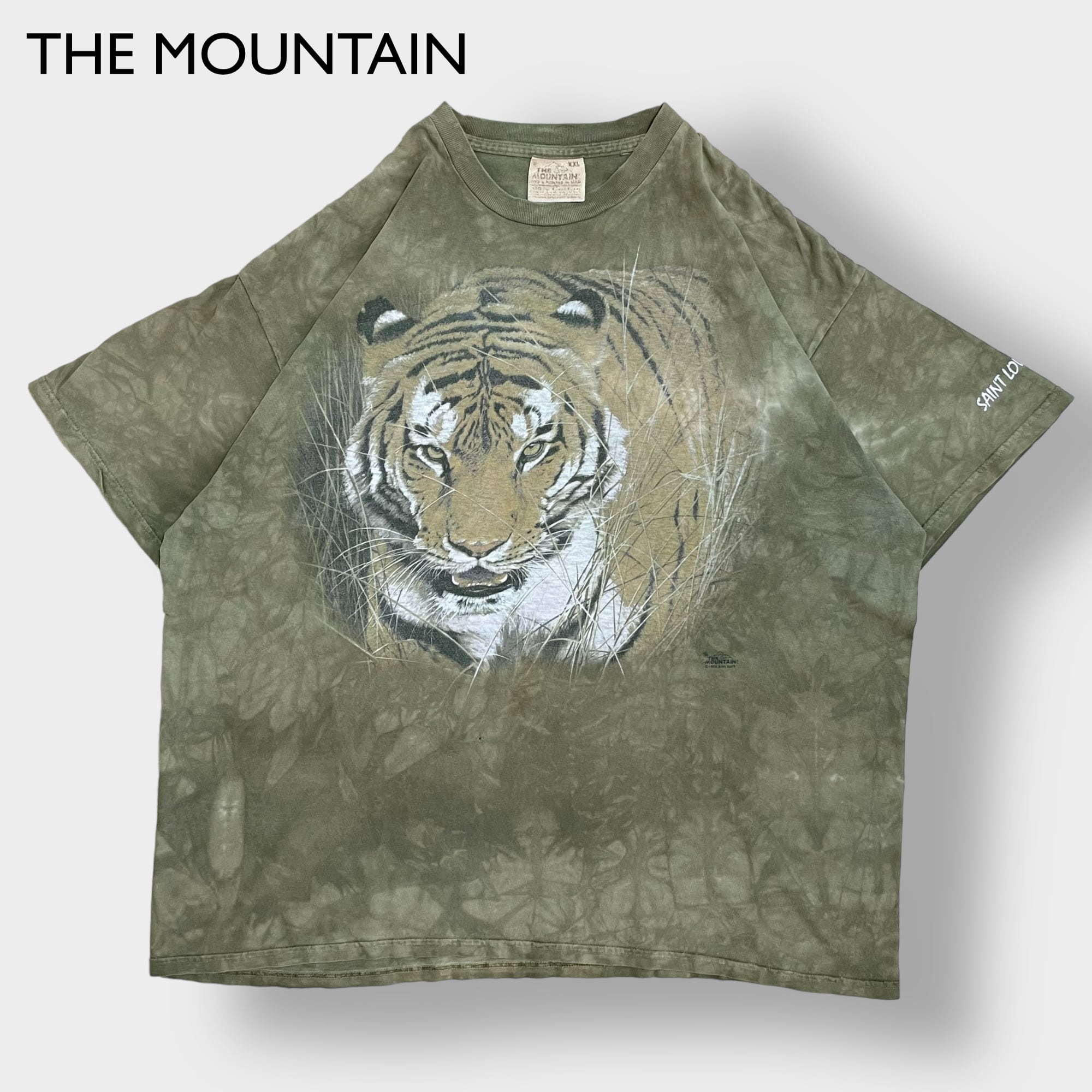 THE MOUNTAIN】アニマルプリント タイダイ柄 トラ 虎 Tシャツ カーキ