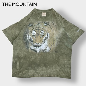 【THE MOUNTAIN】アニマルプリント タイダイ柄 トラ 虎 Tシャツ カーキ 2XL ビッグシルエット マウンテン ビッグプリント 半袖 夏物 US古着