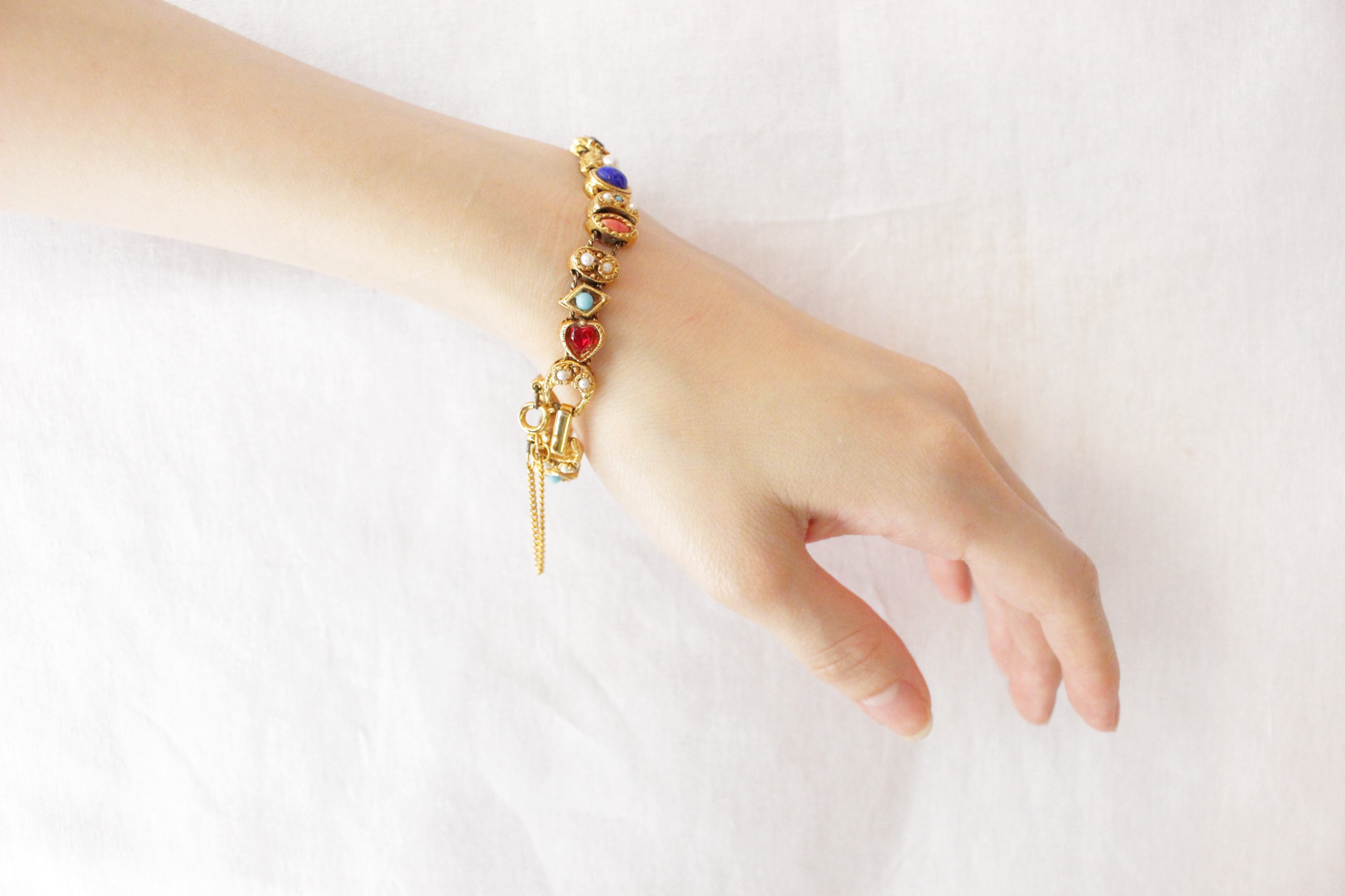 マルチカラーストーンチャームブレスレット lot20499
