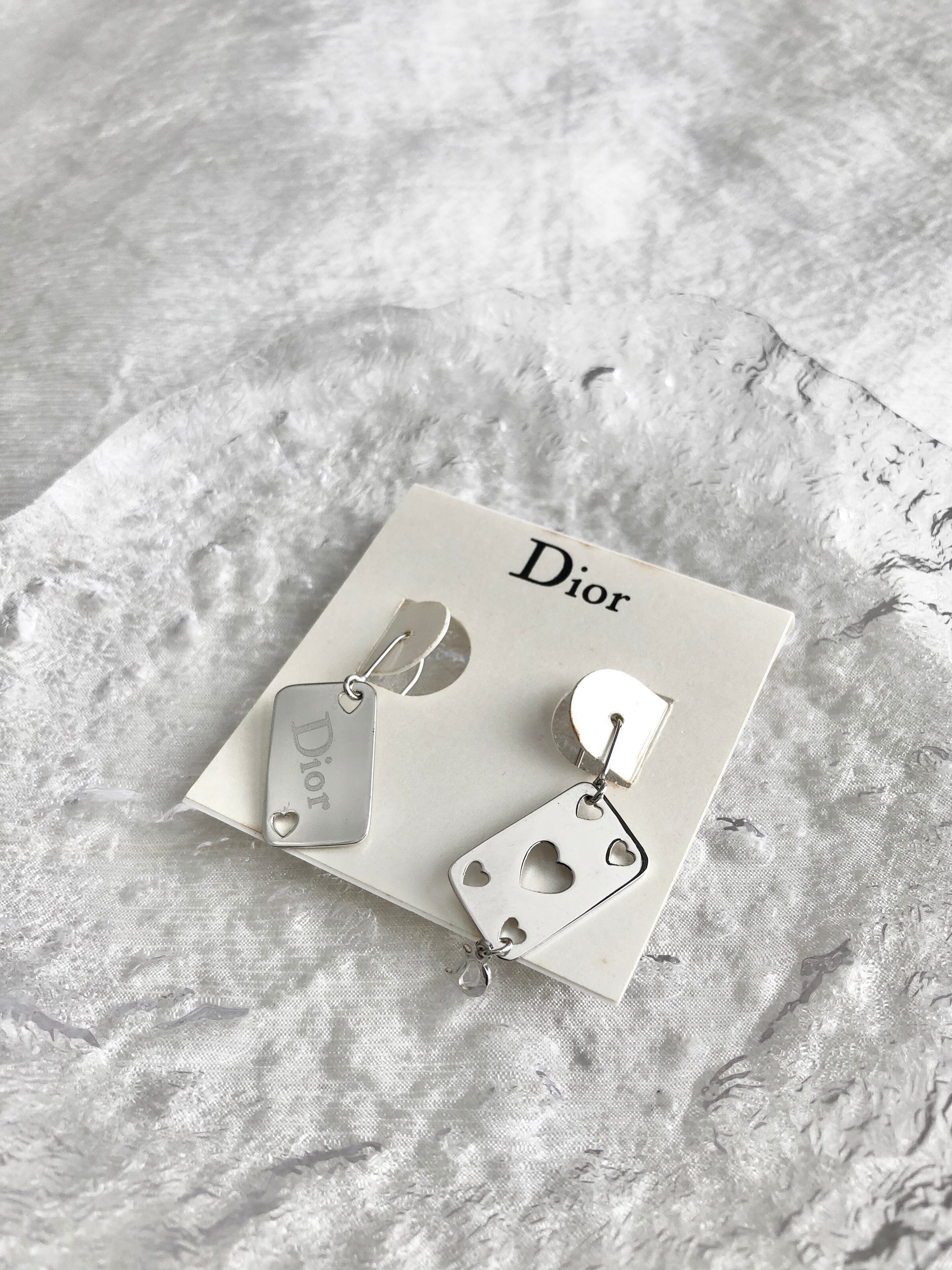 Christian Dior クリスチャン ディオール ピアス シルバー ハートトランプ vintage ヴィンテージ オールド i6xys2
