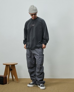 Gathered Wide Tapered Cargo Pants 　x00846