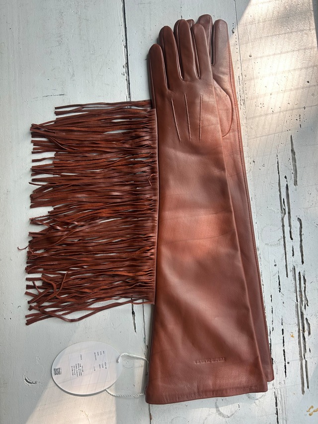 FUMIETANAKA  Leather fringe long gloves