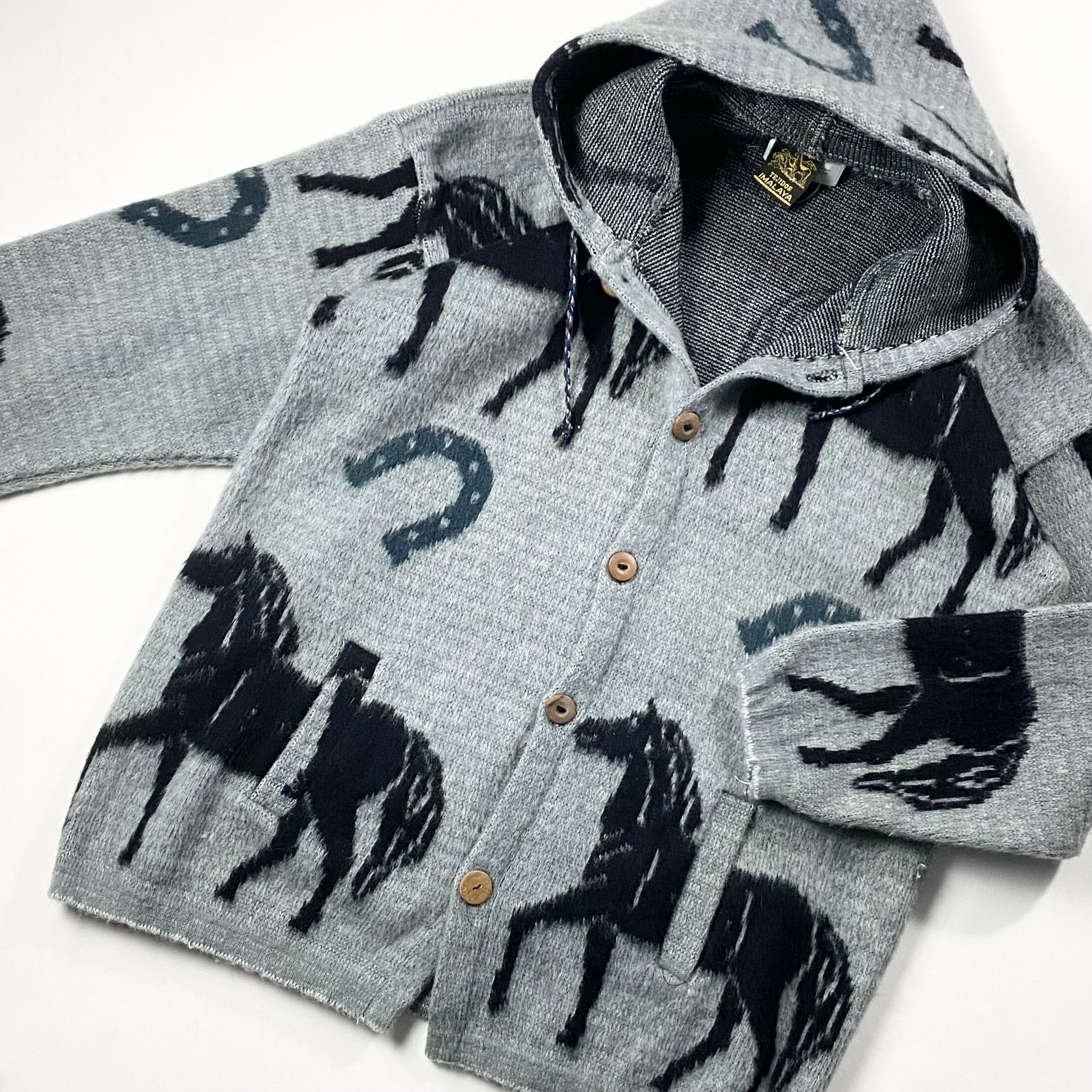 vintage Ecuador knit hoodie “horse” | NOIR ONLINE powered by BASE