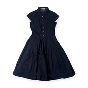 Lois CRAYON ロイスクレヨン ハーフボタン フレア フレンチスリーブ ワンピース M/ブラック レディース