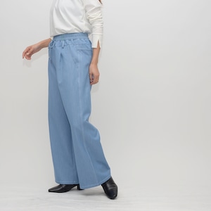 【春夏売れ筋冬ver.】極上とろみ裏起毛 デニム風ワイドパンツ