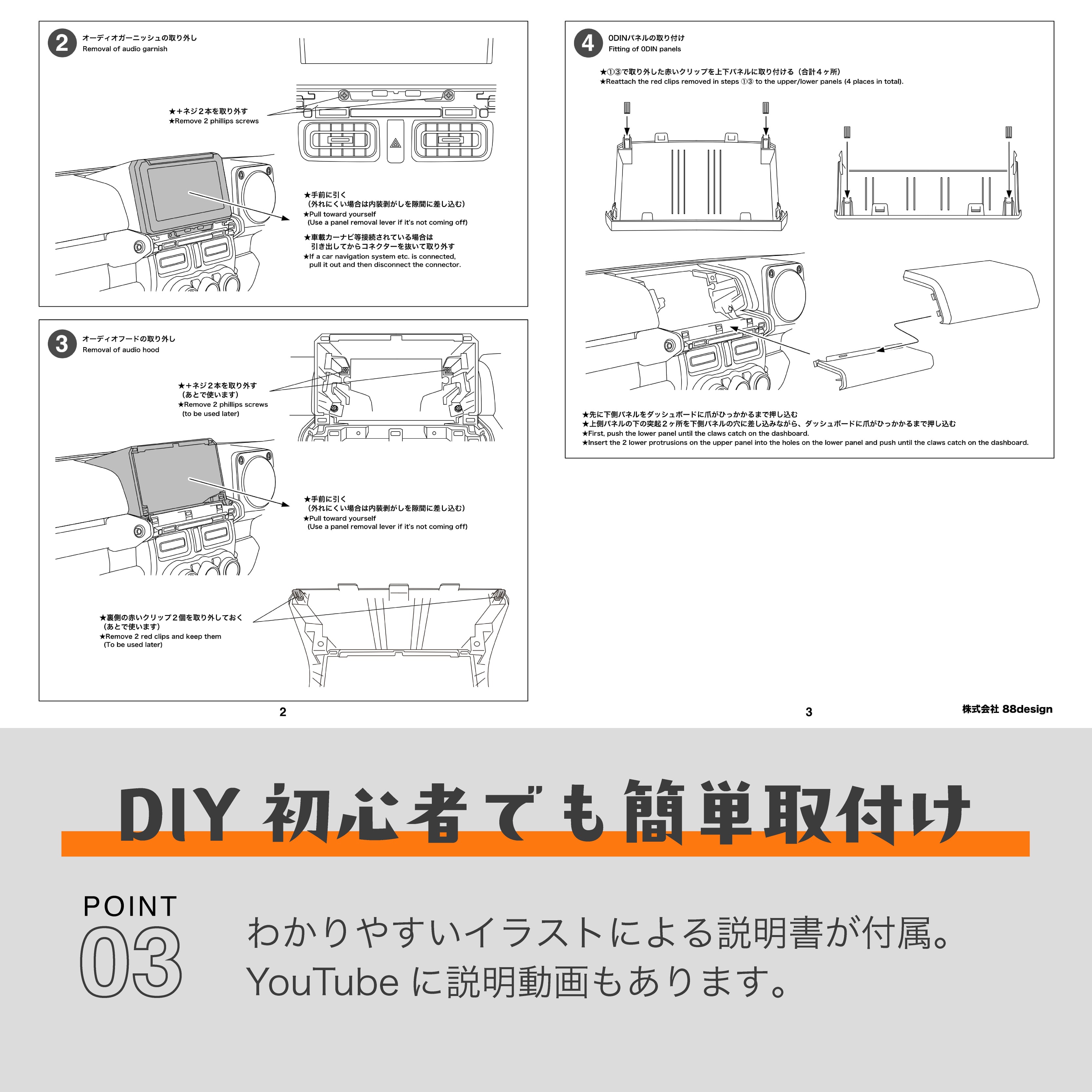 ジムニー用 0DINパネル™︎キット ／ 0DIN PANEL™︎ KIT for Jimny