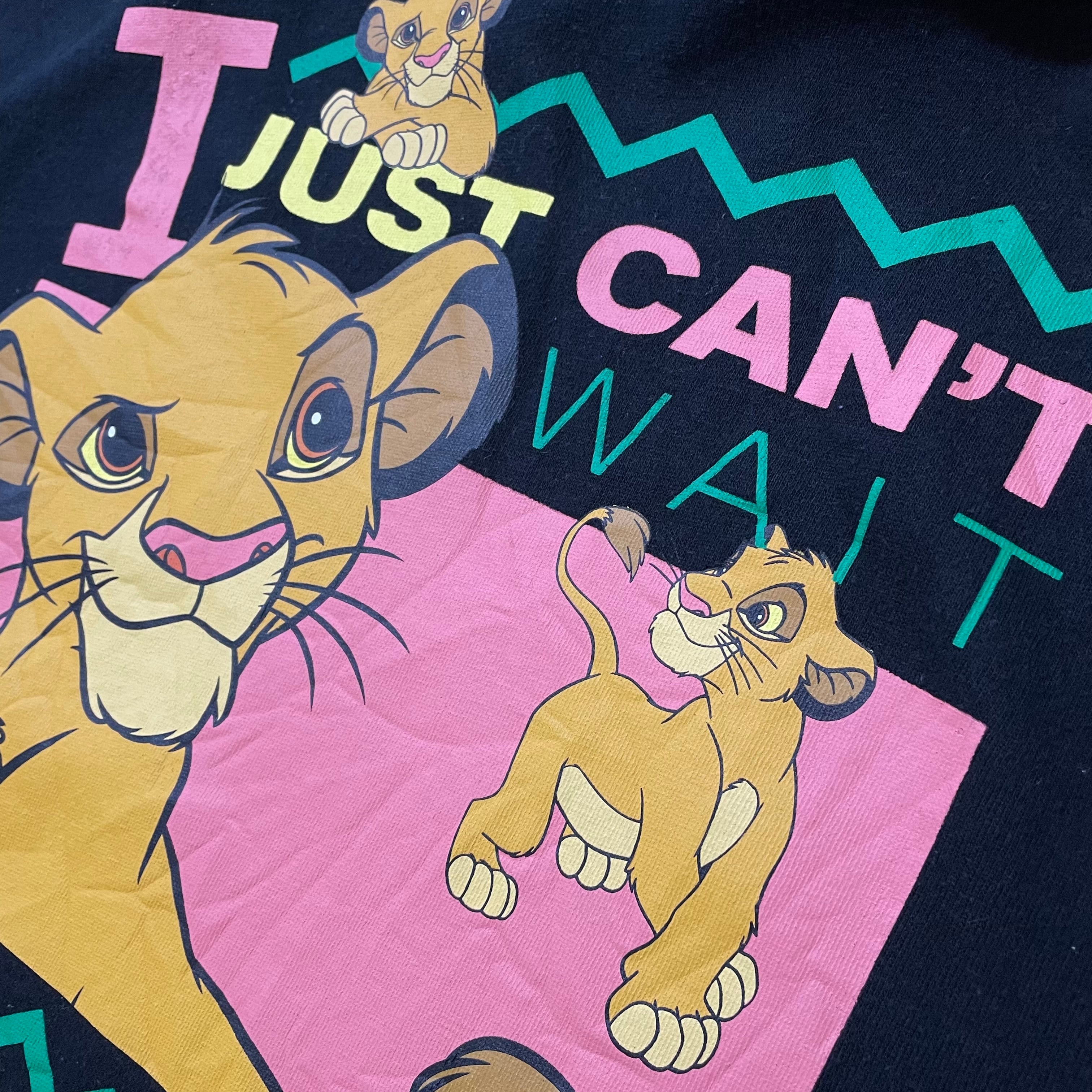 VINTAGE ヴィンテージ 90s Disney LIONKING ディズニー ライオンキング プリントクルーネック半袖Tシャツ カットソー ブラック535センチ袖丈