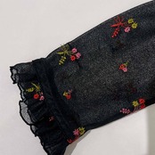 MARIAH 花柄 刺繍 シアー シースルー フリルジャケット ブラウス /黒 ブラック/日本製/ビンテージ