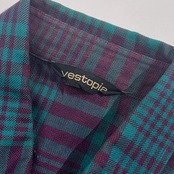 vestopia ベストピア チェック 長袖シャツ M/グリーン×赤紫系 メンズ