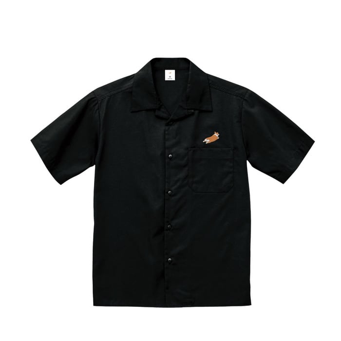 無地】Ralph Lauren ラルフローレン オープンカラーシャツ 開襟 黒