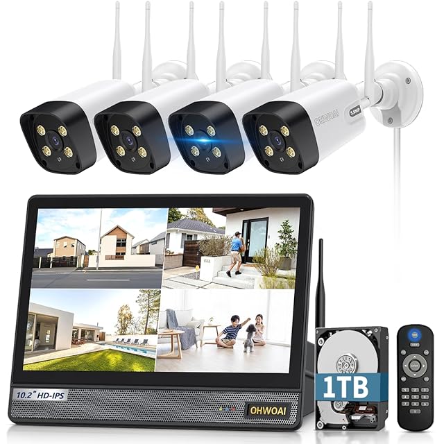 500万画素・信号強化】防犯カメラ 屋外 2台 モニター付き ワイヤレス