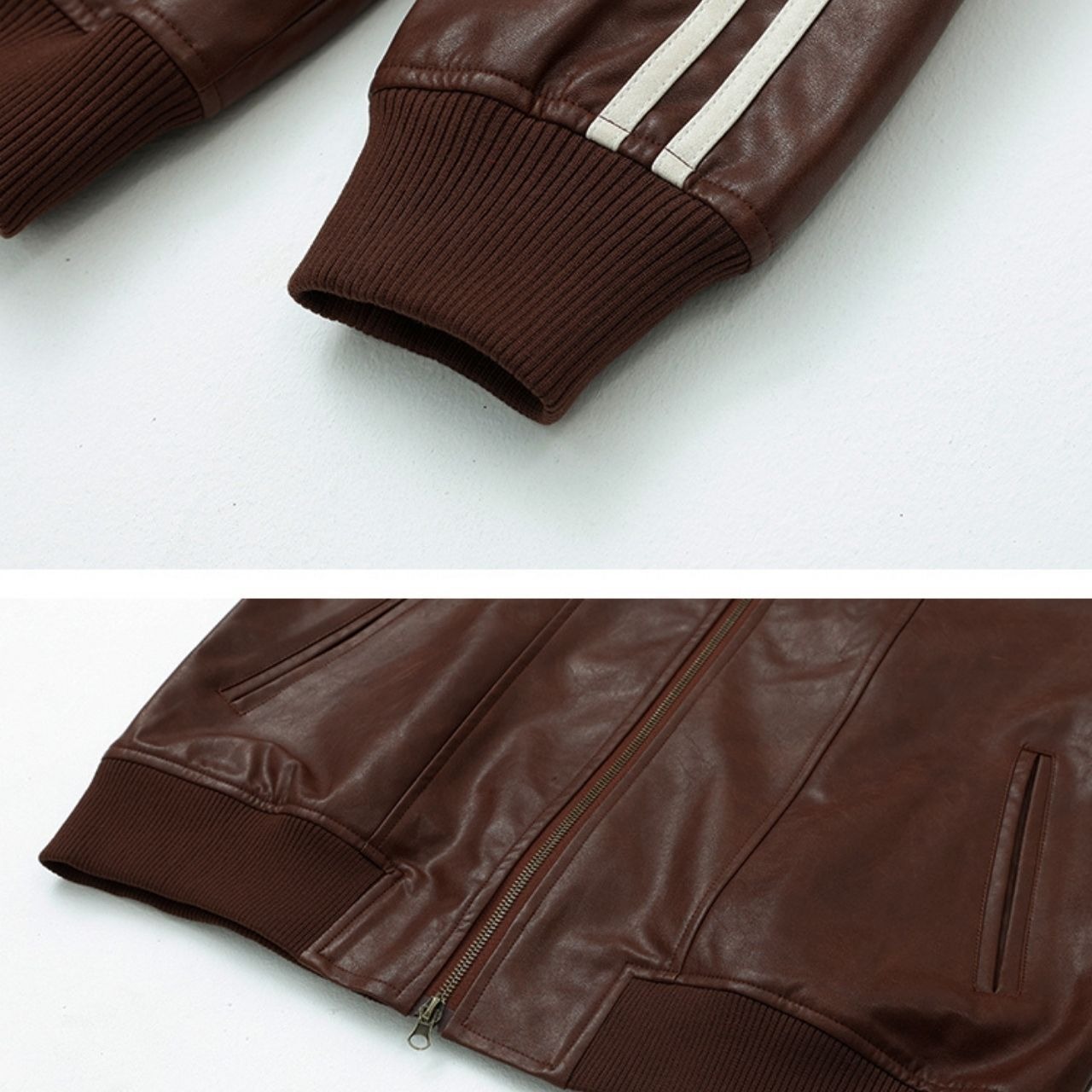 ラインフェイクレザーブルゾン　1137