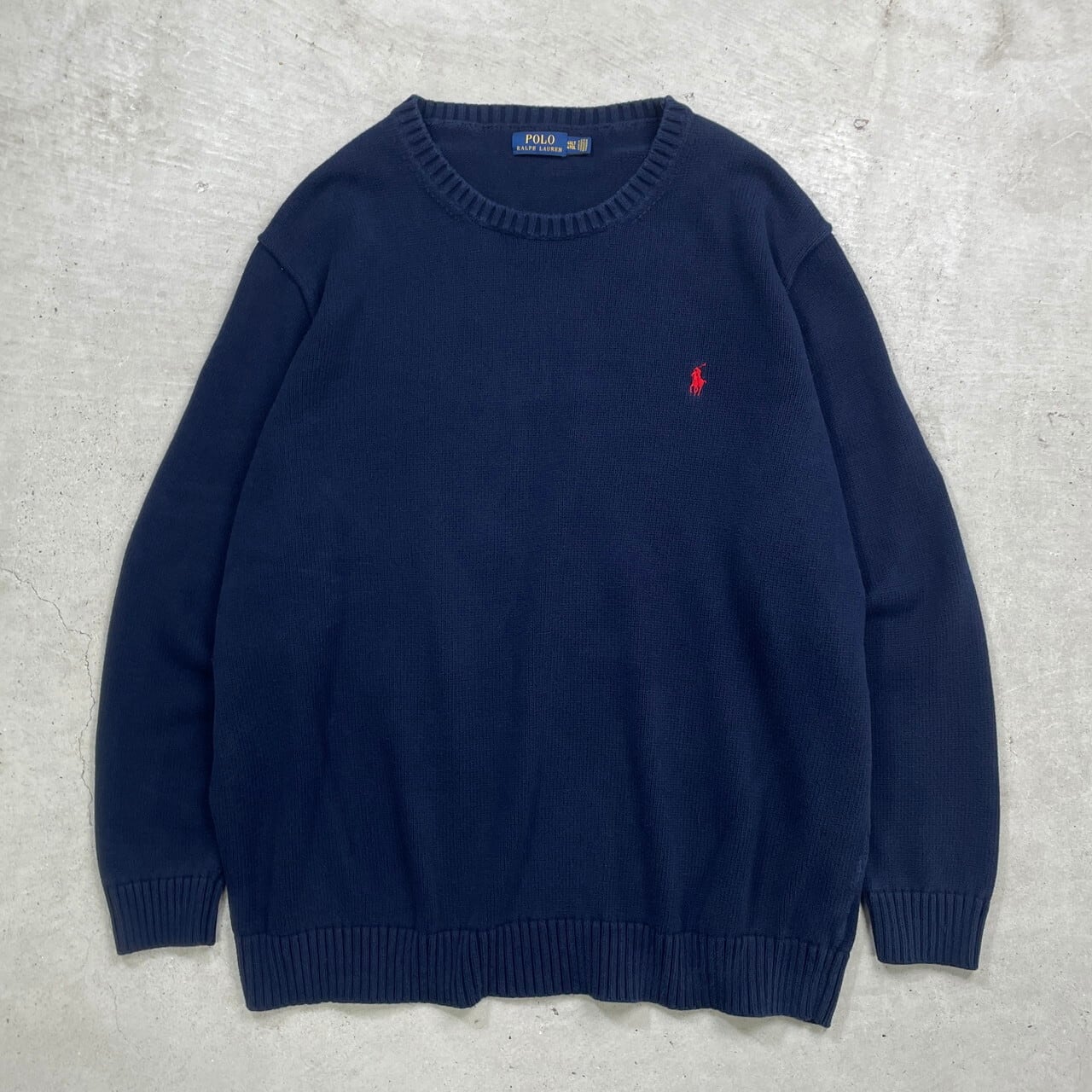 希少XLサイズ】ラルフローレン ワンポイント刺繍ロゴ 厚手ニット  