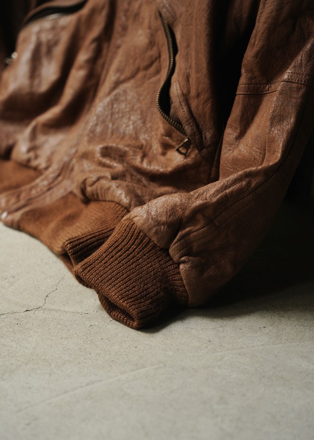 70’s-80’s RUFFO mulch zip stand collar leather jacket