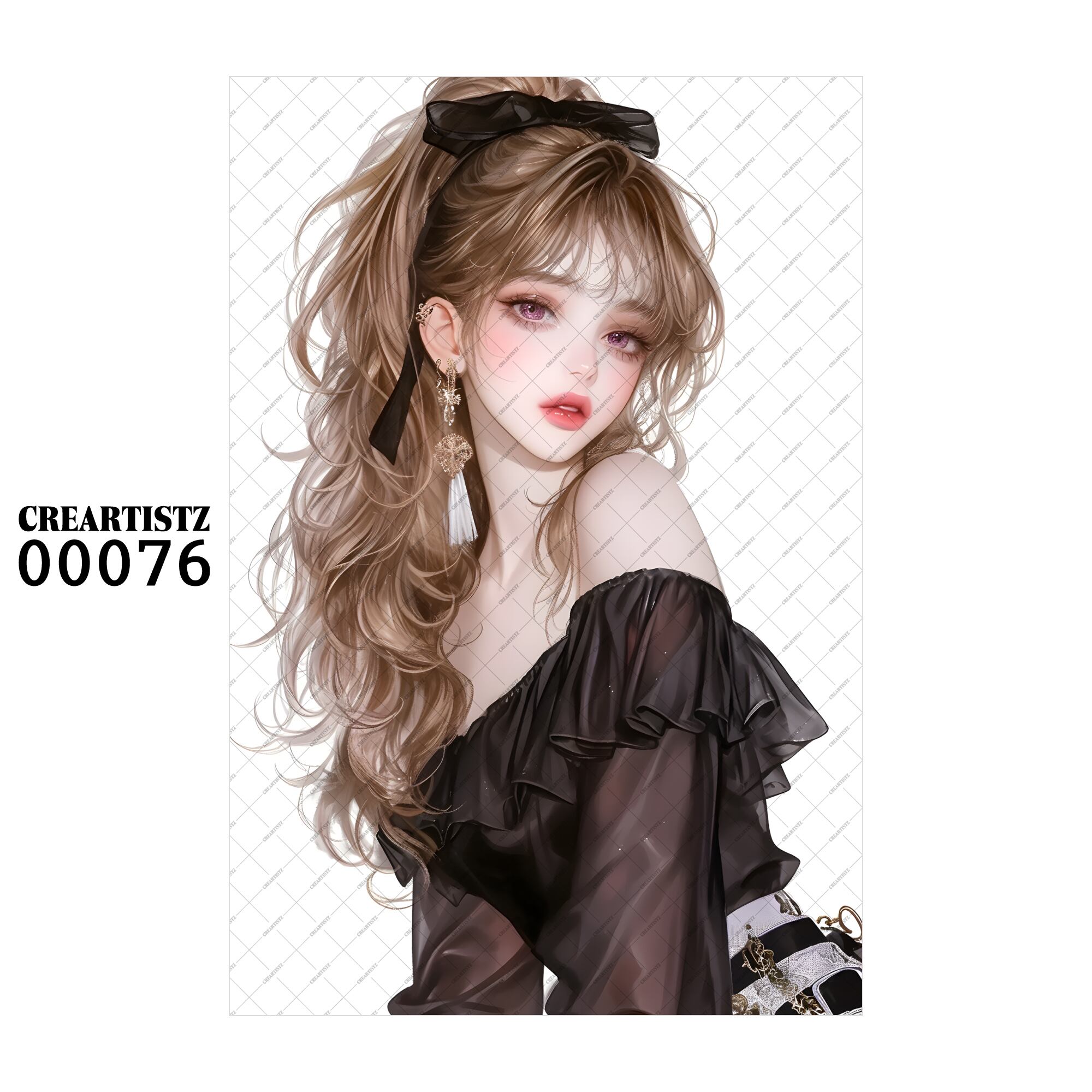 00076 ガール キュート オリジナル ペーパー/ステッカー 4枚セット CREARTISTZ