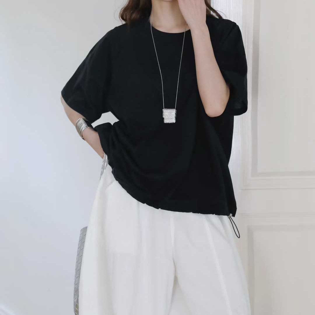 DRAWSTRING HEM POCKET RAGLAN SLEEVE T-SHIRT M-17320