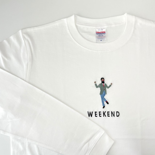 刺繍長袖Tシャツ【WEEKEND】