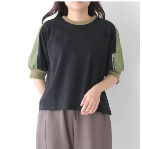 ５月１７日までオーダー受付！980-25121　異素材切替えTシャツ