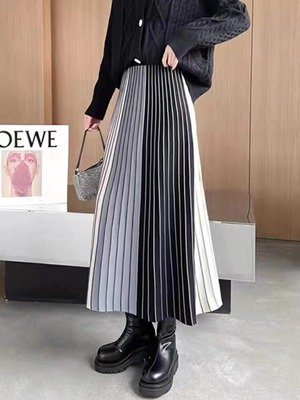 配色ストライプニットスカート　AJ11295-L03