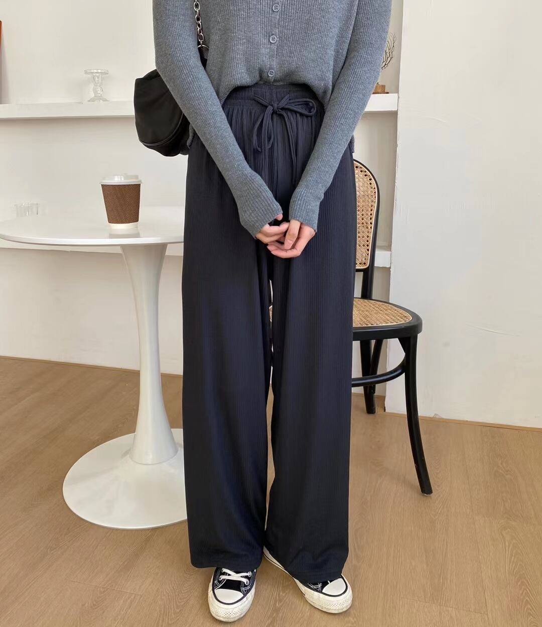 ウエストゴム　リブワイドパンツ　AJ205-614