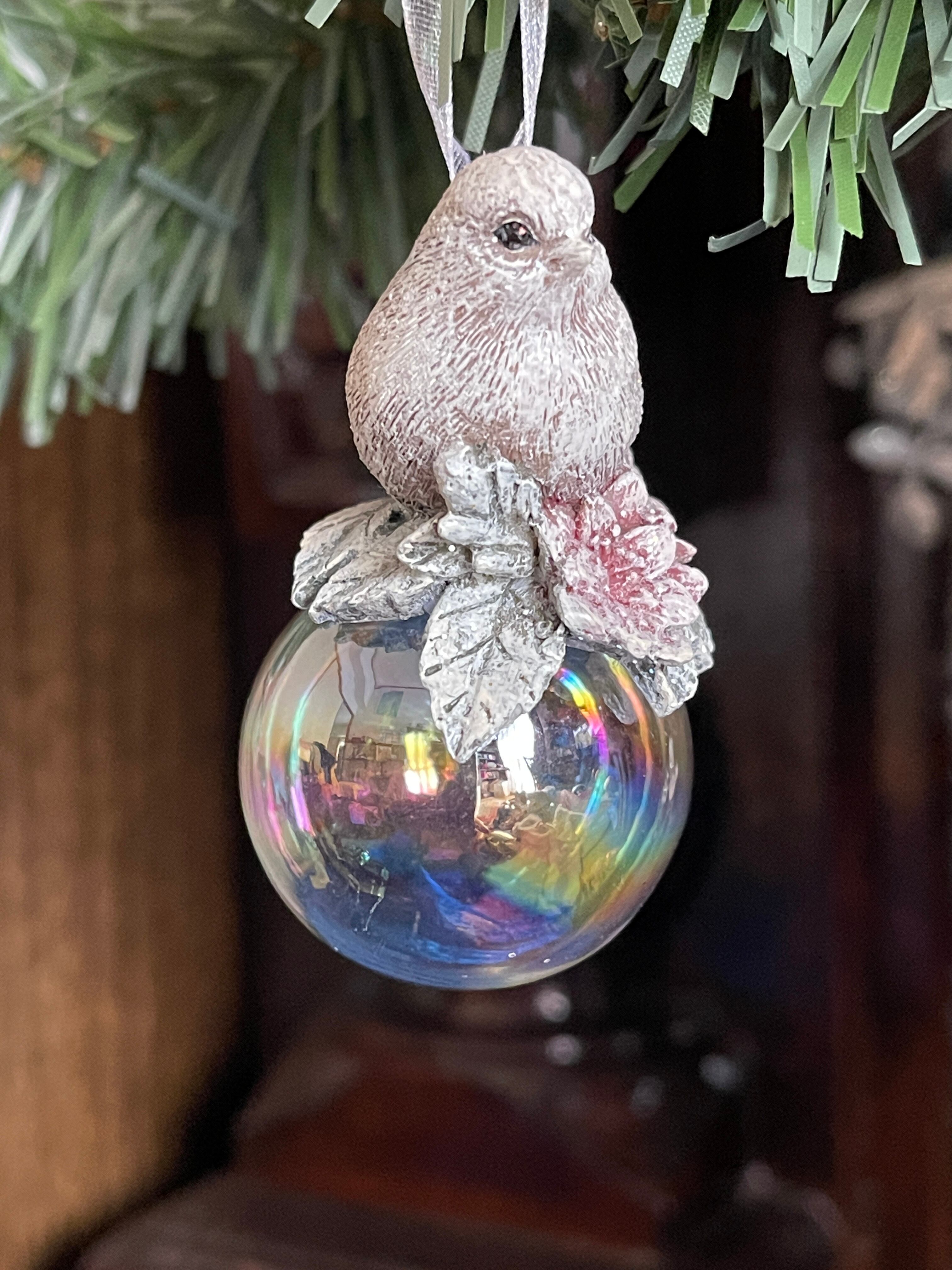 『GISELA GRAHAM』ヴィクトリアスタイル ガラスボールの上の鳥  オーナメント Glass bird Decoration  イギリス製