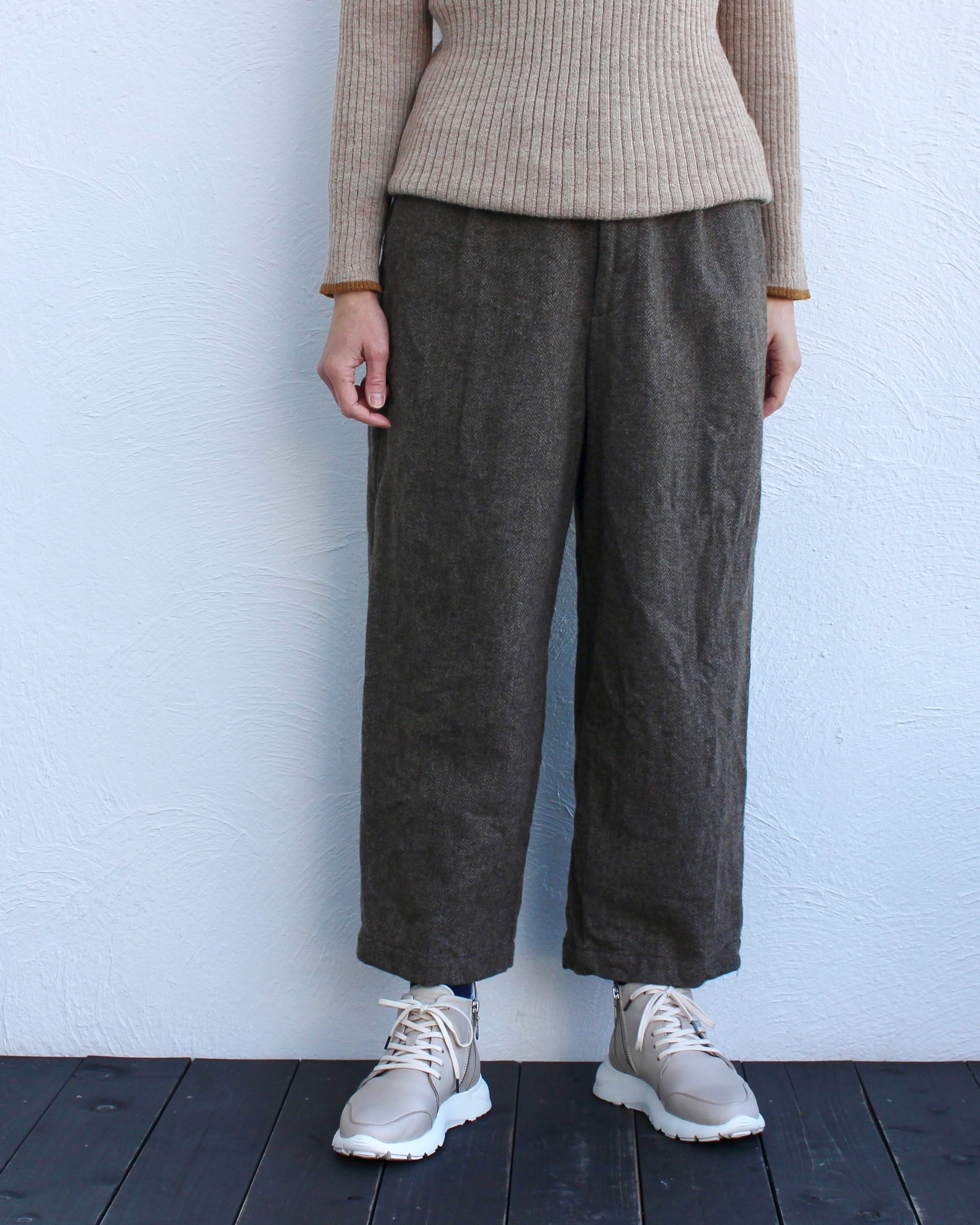 pas de calais/wool herringbone pants