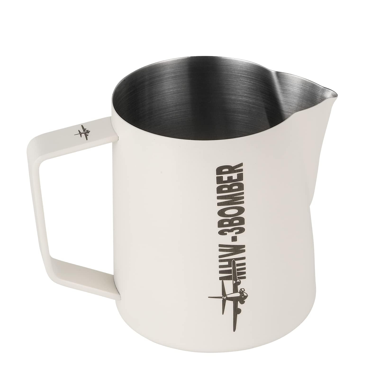 MHW-3BOMBER ミルクピッチャー ラテアート ステンレス 500ml エスプレッソ ミルクジャグ カフェラテ 握りやす 革新デザイン (マットホワイト) P5020W-OS