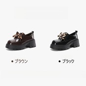 豹柄リボン 厚底 ローファー 90037