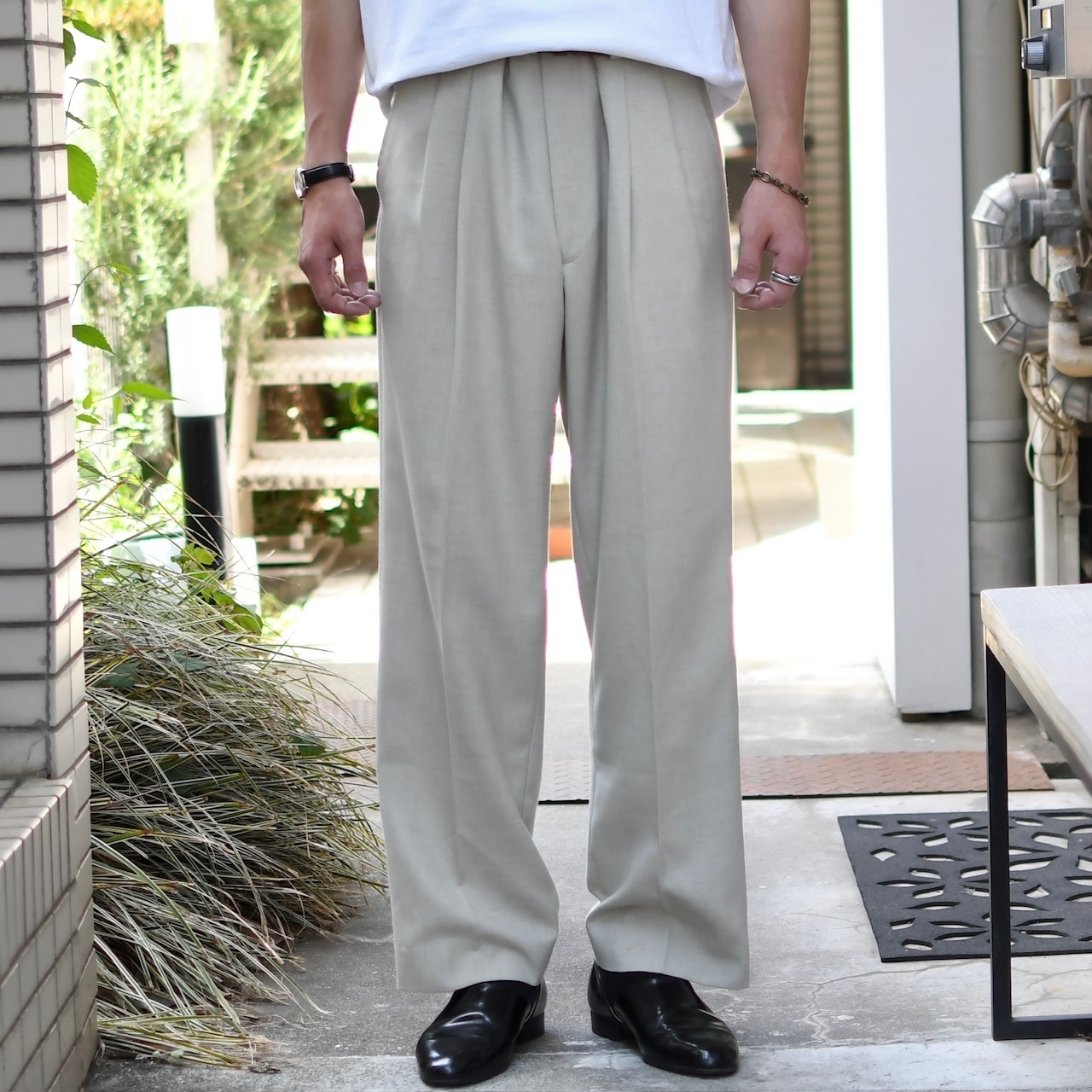 rayon blend 2tuck slacks ivory