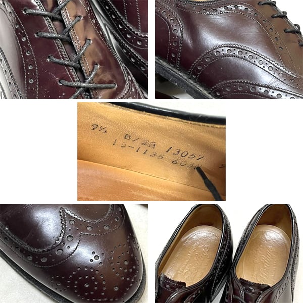 1点物◇USA製ジョンストン&マーフィー革靴エンジ茶レザーシューズ古着