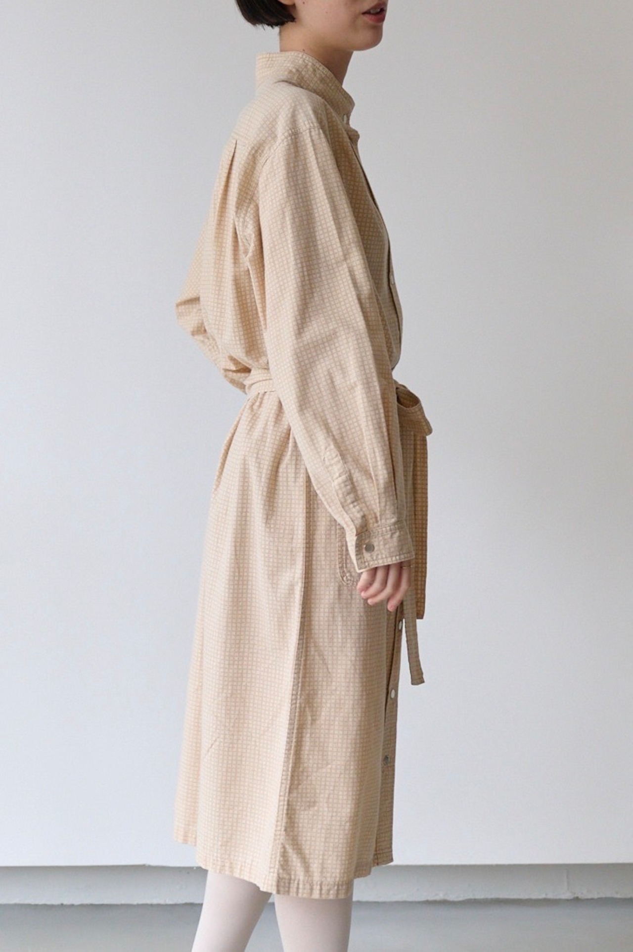 Vuokko geometric mini check belted shirt dress